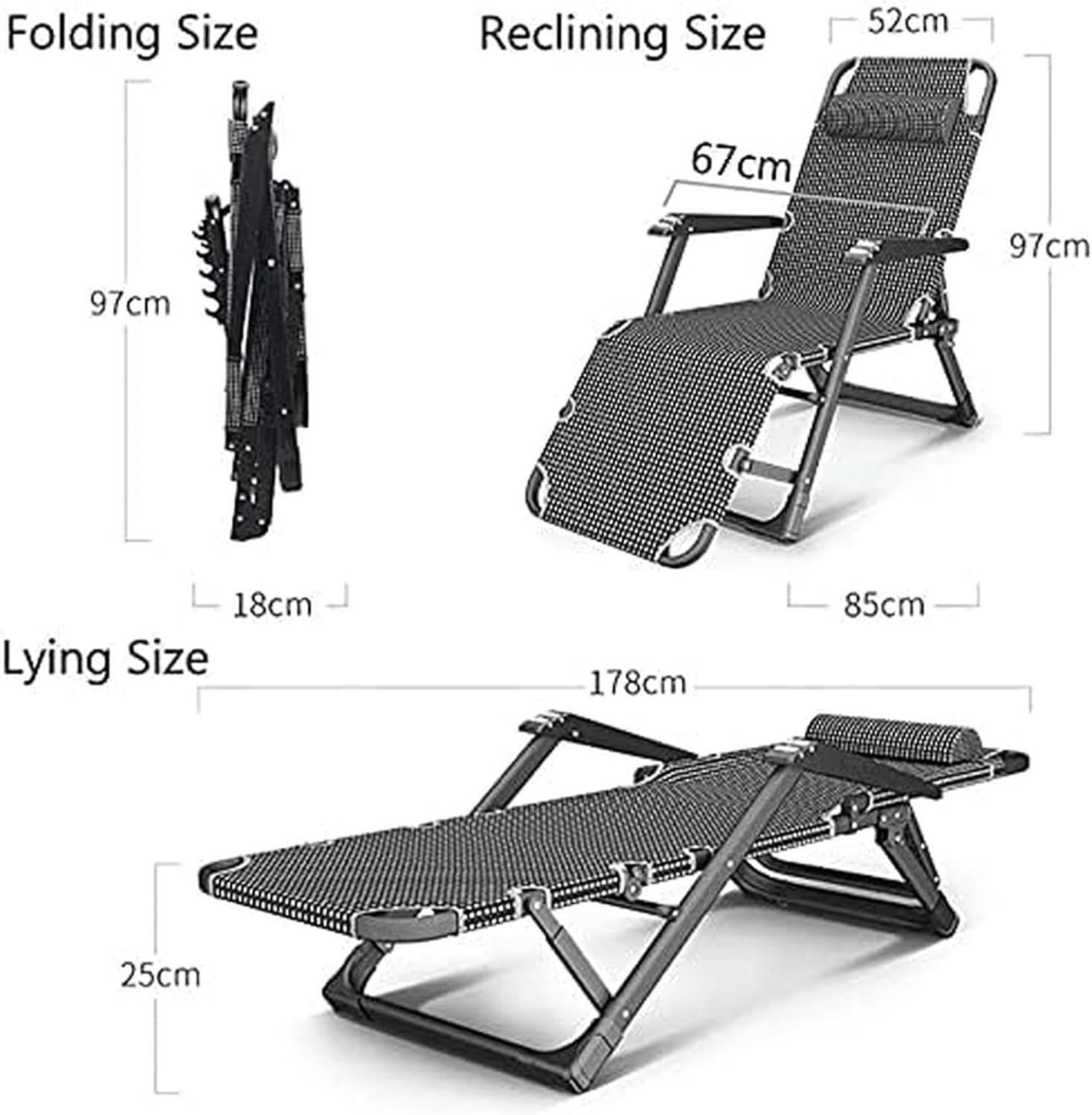 Zero Gravity Lounge Chair, Zero Gravity Chairs Folding Padded, Recliners Heavy Duty People s, Garden Beach Lounge Chair with Thick Cushion,for Beach Pool Outdoor Patio Garden Campi