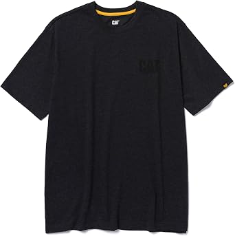 CAT Mens Trademark T-Shirts with Shape-Retention Rib Trim Spandex, Tagless Neck, and Cat Logo on Left Chest