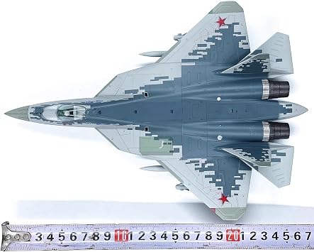 MOUDOAUER 1/72 Scale Russian Air Force Sukhoi Su-57 Fighter Model Alloy Model Diecast Plane Model for Collection