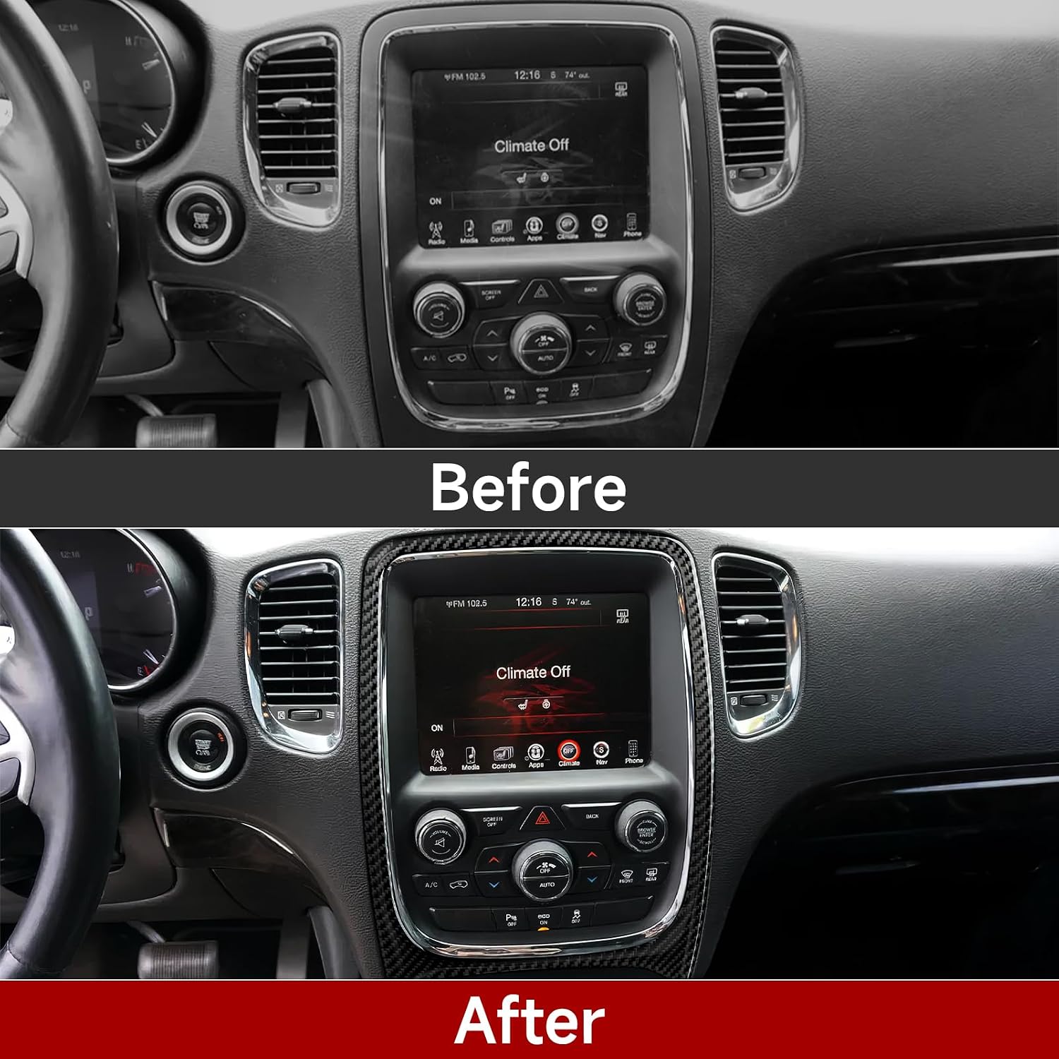 for 2014-2020 Dodge Durango Accessories GPS Navigation Panel Cover Decals Carbon Fiber Stickers