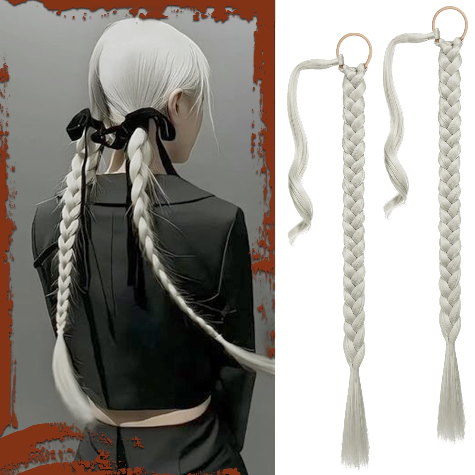 Sofeiyan Long Braid Ponytail Extension with Hair Tie Straight Sleek Wrap Around Hair Extensions Braid Pony Tail Fluffy Natural Soft Synthetic