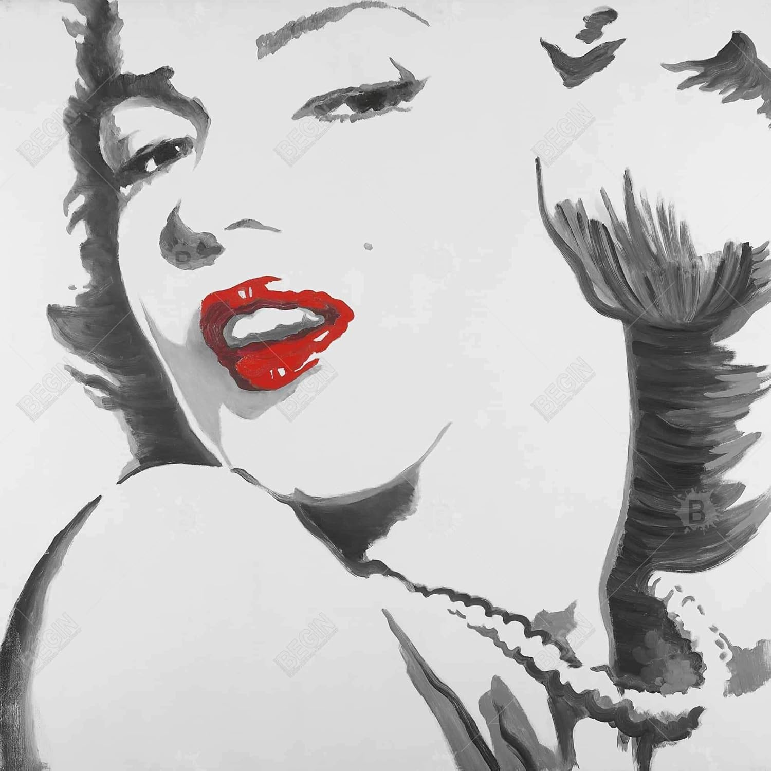 BEGIN DECO MAISON - HOME DECOR Marilyn Monroe Outline Style, Fine Art Gallery Wrapped Canvas 24x24