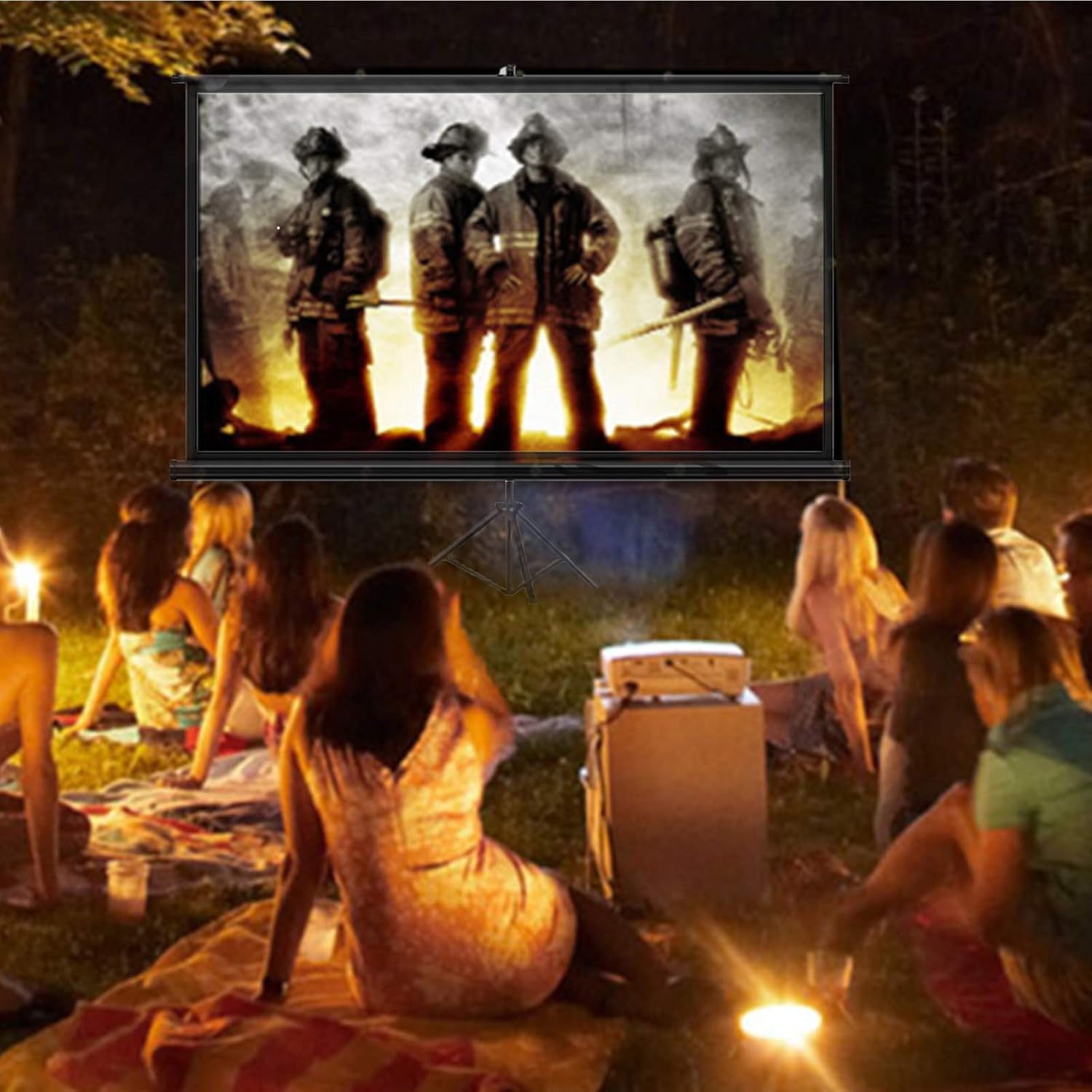 Projector Screen, Keenstone Outdoor Indoor PVC Projection Screen with Stand Foldable Portable Movie Screen 100 Inch (16:9) Full-Set Bag for Home Theater Camping and Recreational Events