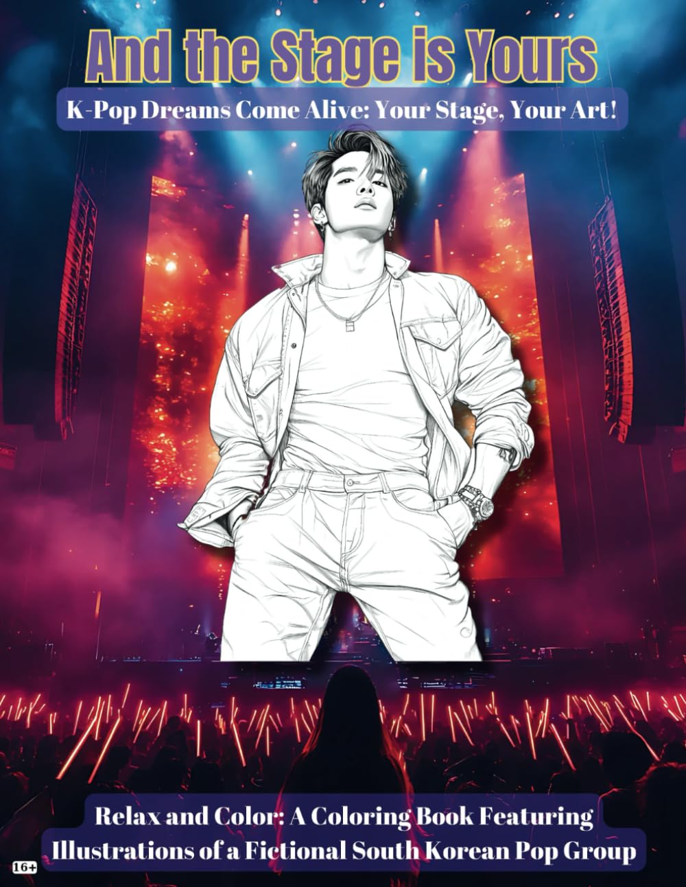 Relax and Color: A Coloring Book Featuring Illustrations of a Fictional South Korean Pop Group: 30 Unique Illustrations to Ignite Your Creativity and Bring Music to Life      Paperback – Large Print, September 30, 2024