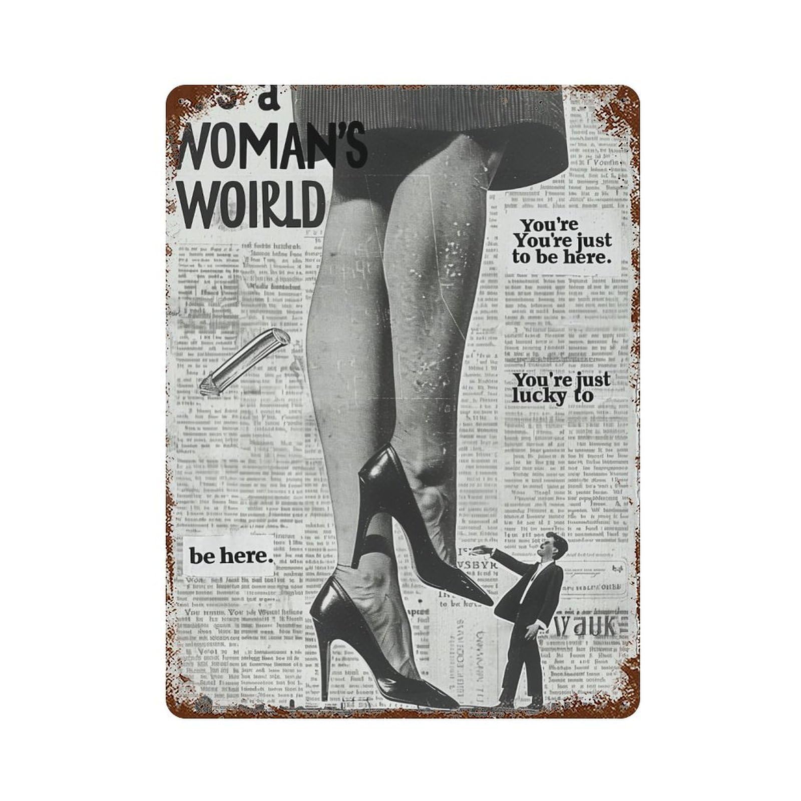 FHUYEURHRY It's A Woman's World 01 Wall Decor Retro Iron Vintage Art Metal Tin Sign Poster Modern Home Cofffee Club Art Bar Shop Decorations Style-40 40x30cm