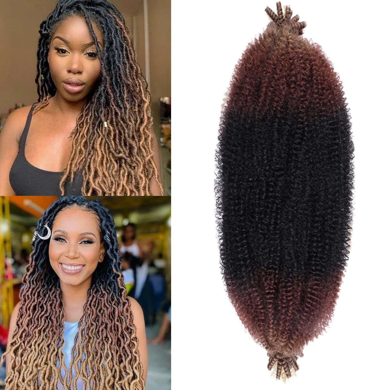 Mscat 20 Inch Pre-Separated Springy Afro Twist Hair 8 Packs Marley Twist Crochet Braiding Synthetic Hair Extensions (8 Strands/Pack,1B3027#)