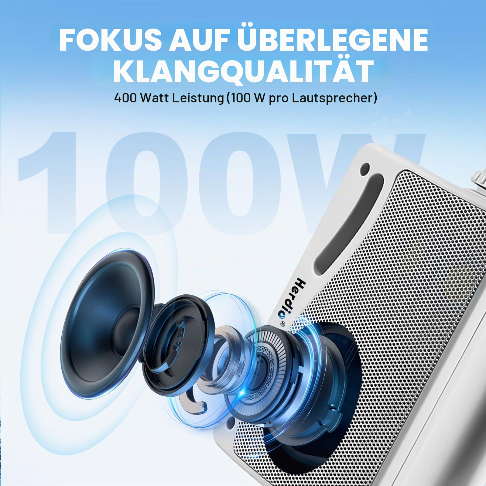 Herdio 3,5 Zoll passive Outdoor-Lautsprecher, kabelgebunden, wasserdicht, Wandmontage, Lautsprecher mit 400 W überlegenem Klang, Allwetter-Haltbarkeit, für Zuhause, Terrasse, Garten, Marine, Boot