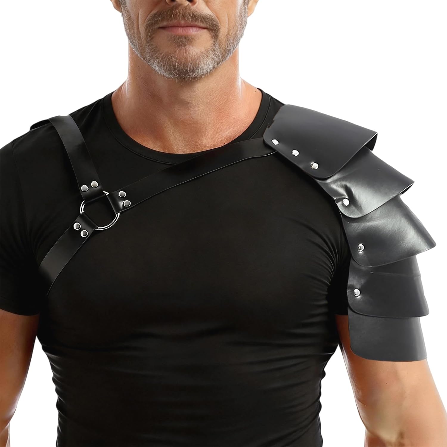 Men Gothic Shoulder Armor Medieval Knight Pauldron Adjustable Viking Body Chest Harness Cosplay Halloween Costume
