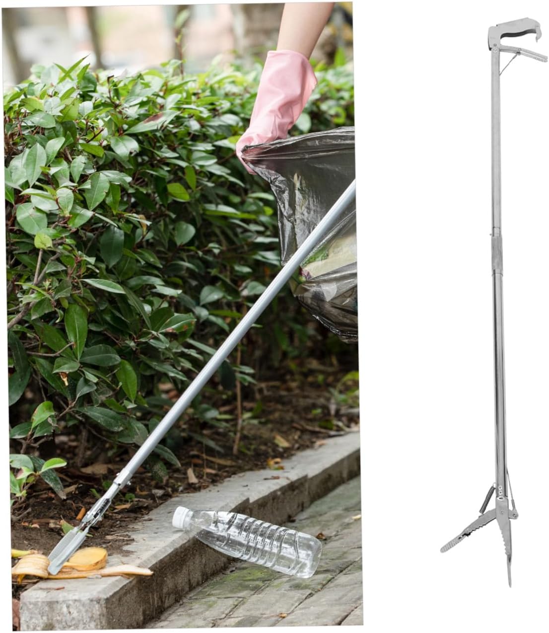 SECFOU Stainless Steel Grabber Clip Grabber Clamp Extendable Reach Foldable Picker for Elderly Cleaning
