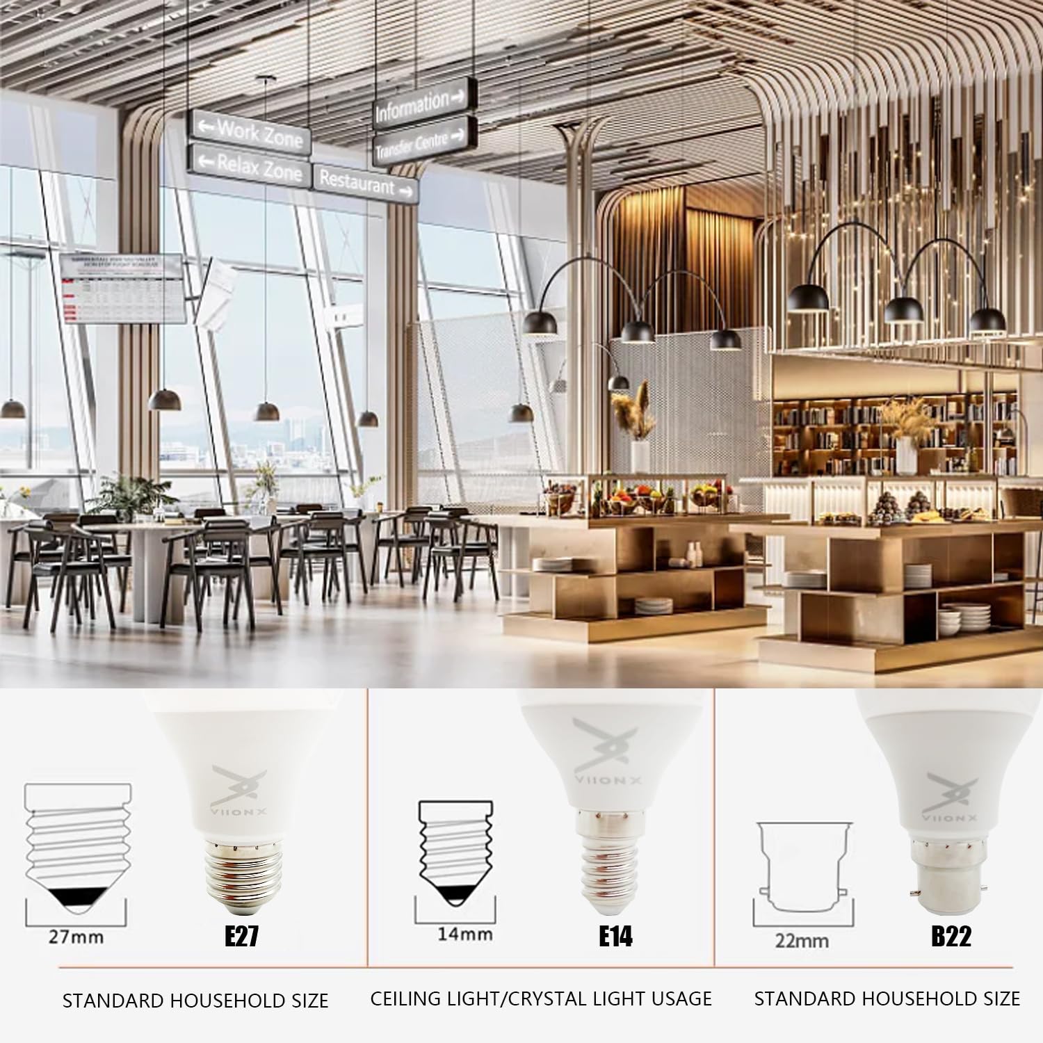VIIONX E14 LED Light Bulb, 4.9W (40W Equivalent), 470 Lumens, Warm White 2700K, Non-Dimmable - Image 3