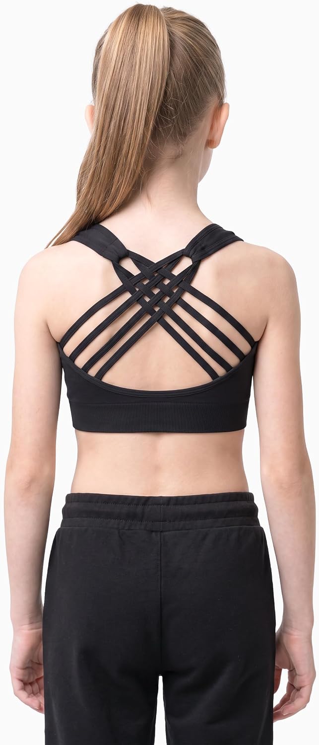 Kurve Girl’s Seamless Strappy Back Stretchy Crop Undershirt Bra, Made in USA