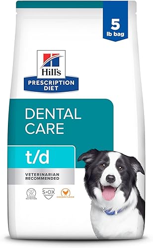 Hills Prescription Diet td Dental Care Alimento seco para perros con sabor a pollo dieta veterinaria bolsa de 5 libras el embalaje puede variar