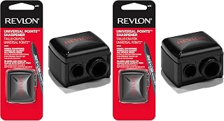 Revlon Universal Points Sharpener, Makeup Sharpener for Wooden and Plastic Makeup Pencils, Fits Small to Large Pencils, Easy to Clean (2 Pack)