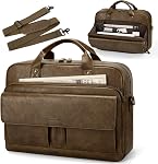 Laptop Bag for Men 15.6 Inch Leather Briefcase Mens Messenger Bag Waterproof Computer Satchel for Work Business Travel