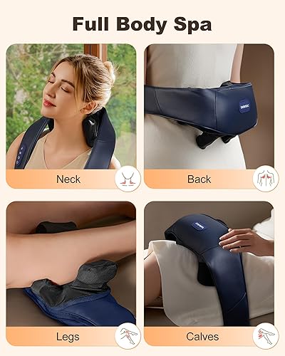 Miniatura 7 de Beleduc Masajeador de cuello y hombros con calor relajante, masajeador inalámbrico de cuello y espalda, masaje de amasamiento profundo Shiatsu 4D