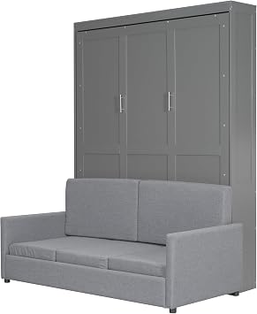 Queen Size Murphy Bed, Wall Bed with Sofa, Muti-Functional Designed for Guest Room Home Office (Gray, Queen)