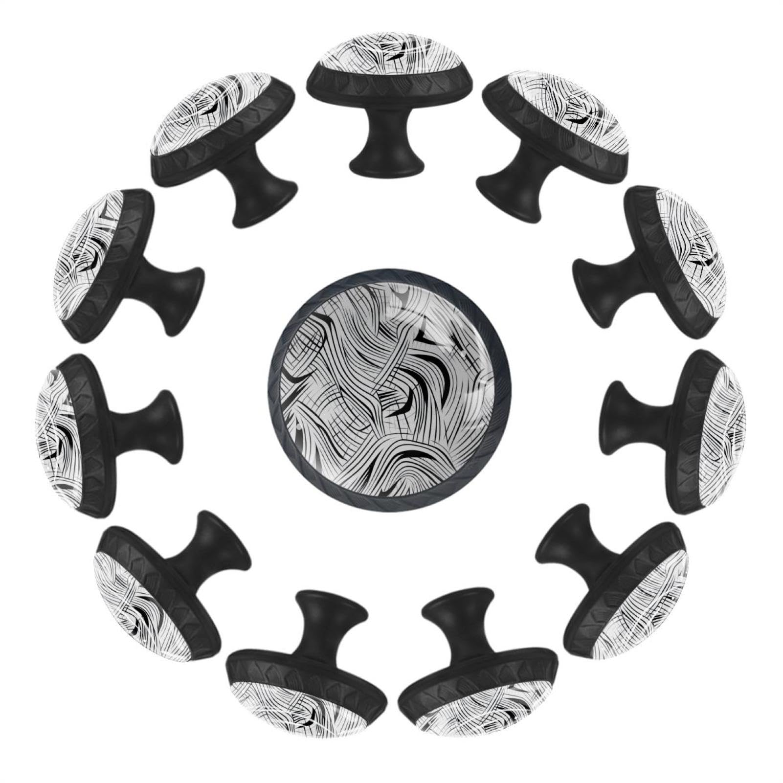 Boutons ronds en verre de cristal noir et blanc commode armoire x12