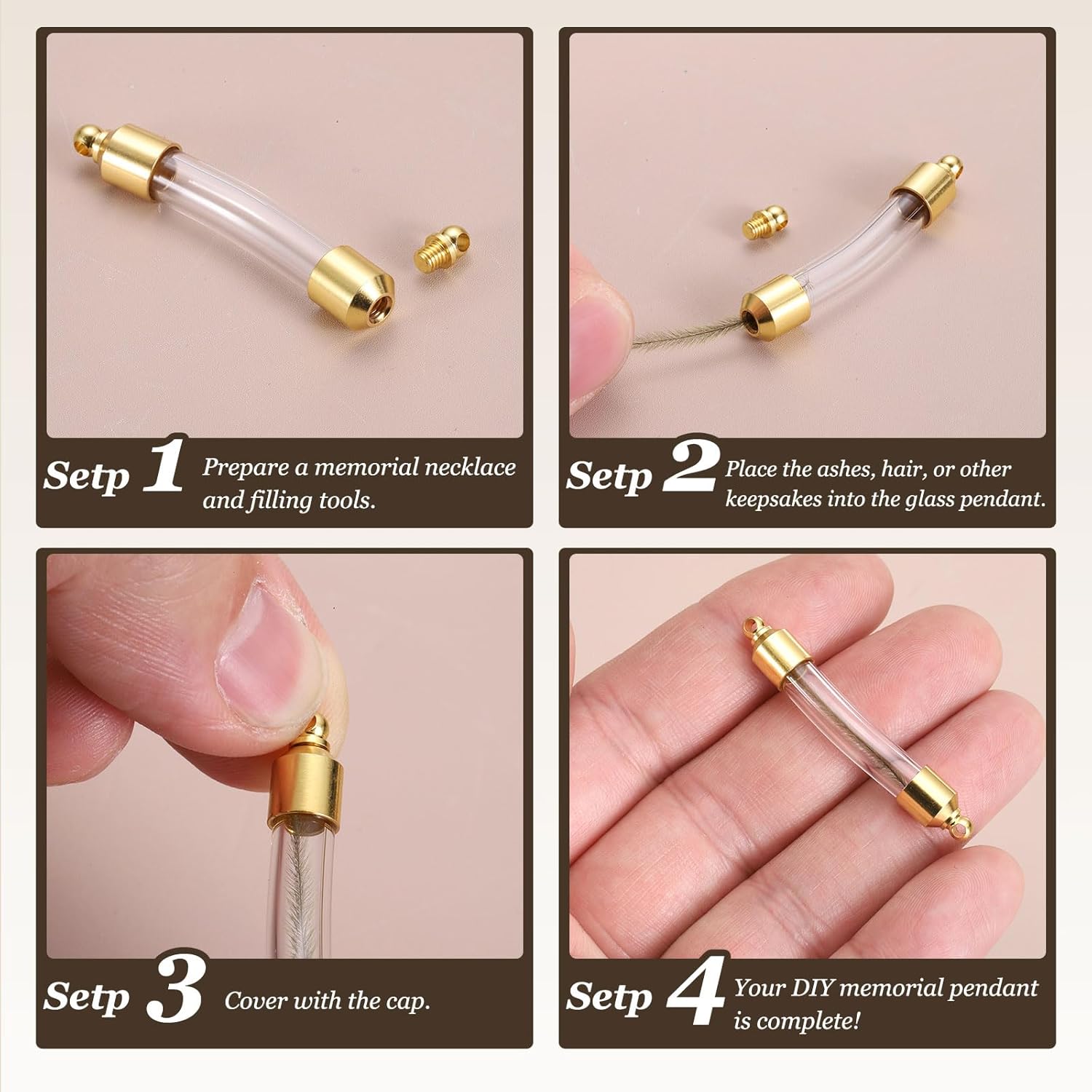 HARFINGTON Glass Vial Pendant Necklace, Perfume Bottle Necklaces Urn Container Memorial Jewelry with Screw Cap for Liquid Sand Ashes DIY Charm Souvenirs - Image 5