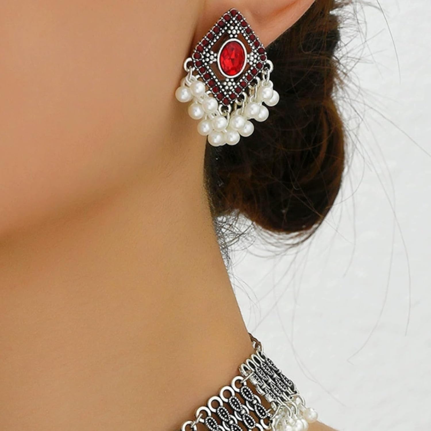 Indian Jewelry Set for Women Necklace Jhumka Earrings Ethnic Jewelry Gifts image 2