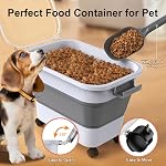 Dog Food Storage Container, 15-23 Lbs Collapsible Dog Food Container with Transparent Airtight Lid, Wheels and Scoop, Travel Pet Food Storage Container for Cat, Dog and Bird, Keep Dry Food Fresh