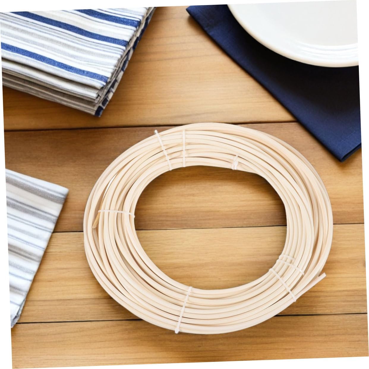 Gadpiparty 3 Rolls Natural Rattan Reeds: Furniture Chair Weaving Coil - 5mm 250g Basket Woven Rattan Material - Furniture Making and Making Round Reed