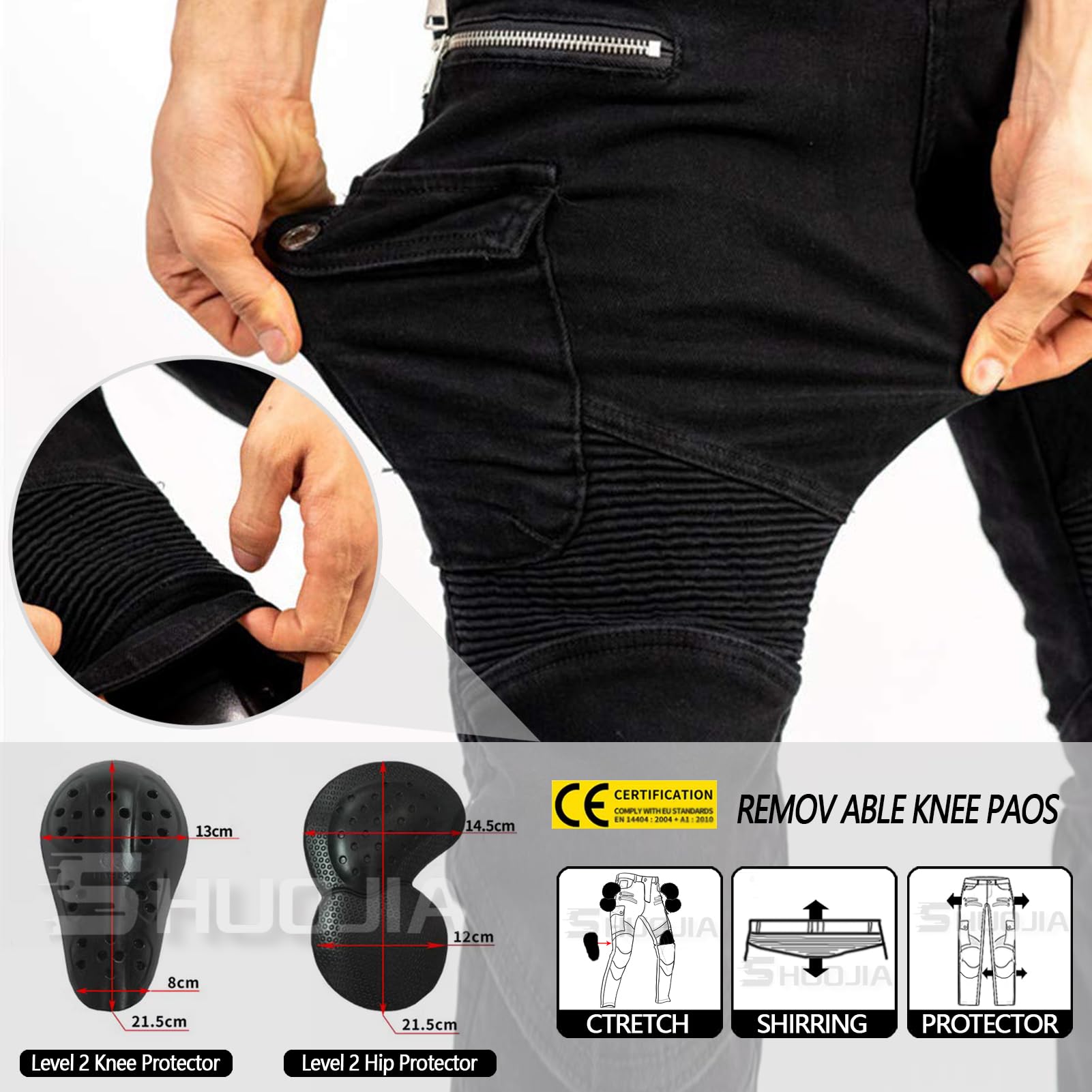 Uomo Moto Pantaloni Jeans con Protezione Motorcycle Biker Pant 4 X Attrezzature di Protezione