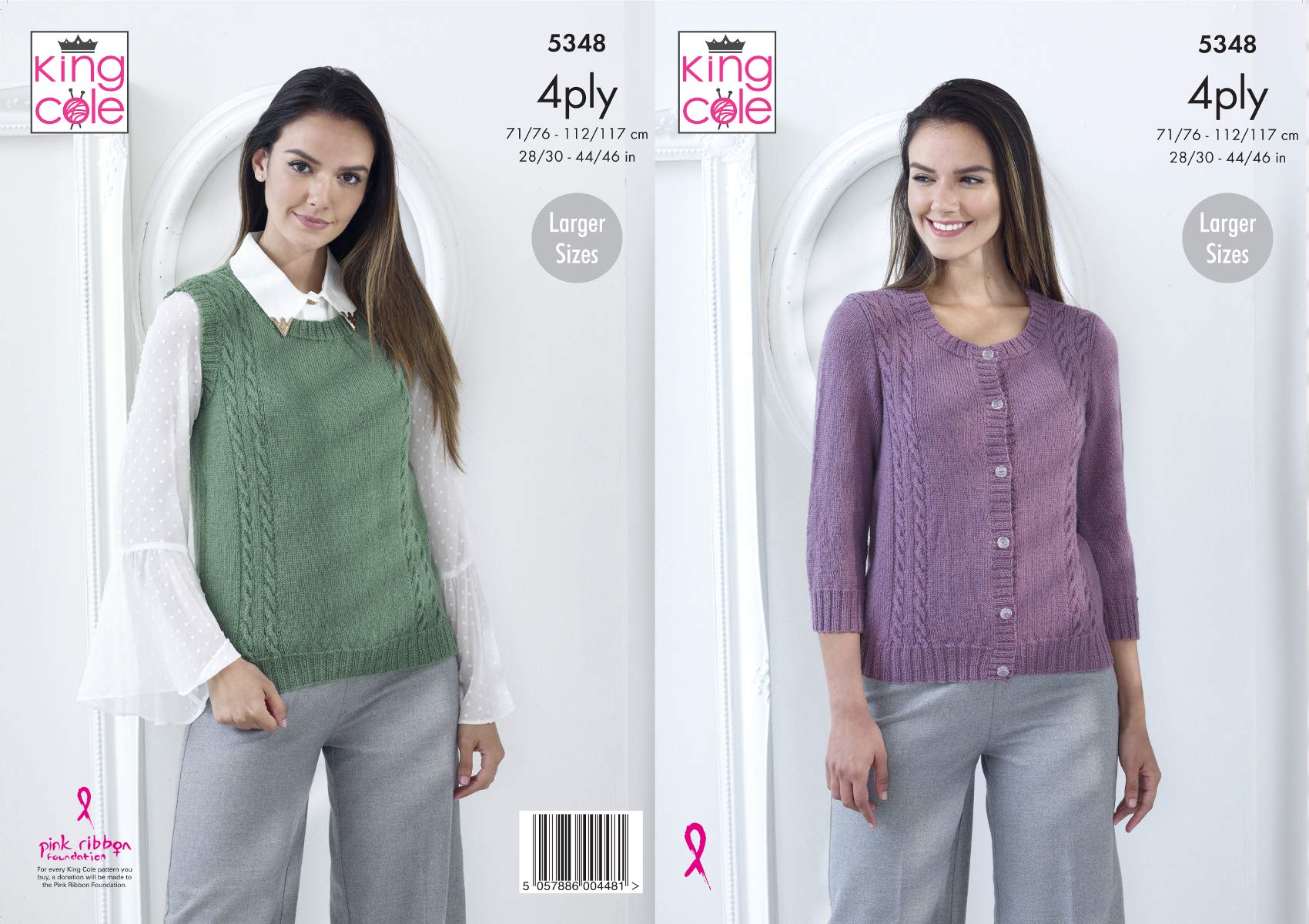 King Cole 5348 Knitting Pattern Womens Cardigan and Top in King Cole Merino 4Ply