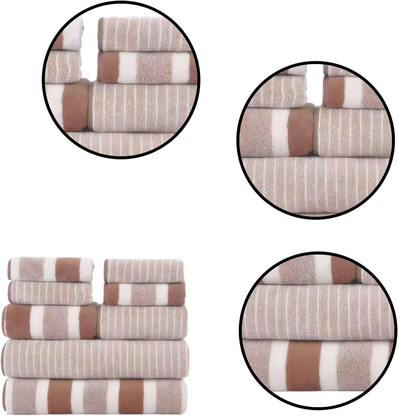 8 Piece Bath Towel Set with Coral Fleece Luxury Towels for Bathroom and Spa Use