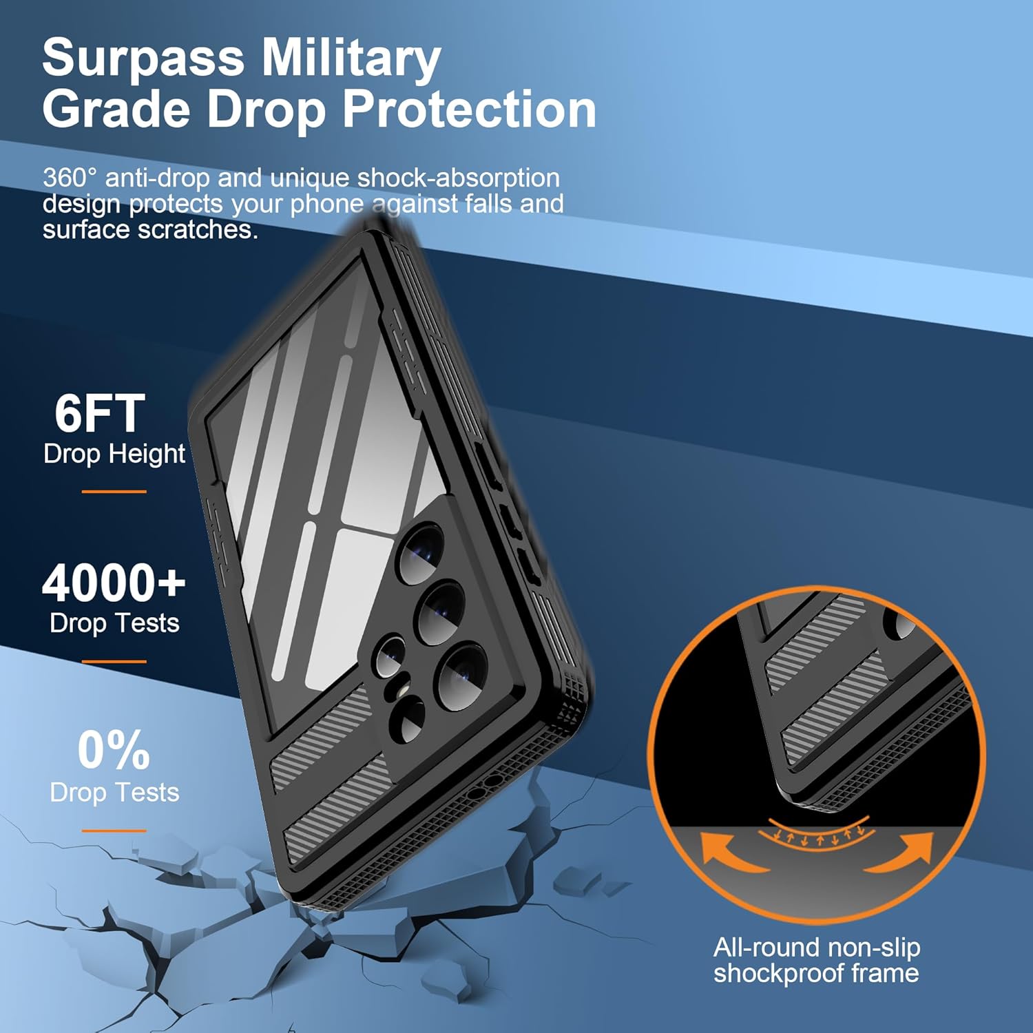 for Samsung Galaxy S25 Ultra Waterproof Case, with Built-in Screen Protector Dustproof Shockproof Full Body Underwater Protective Phone Case Cover for Samsung Galaxy S25 Ultra 5G 6.9" (Black) - Image 4