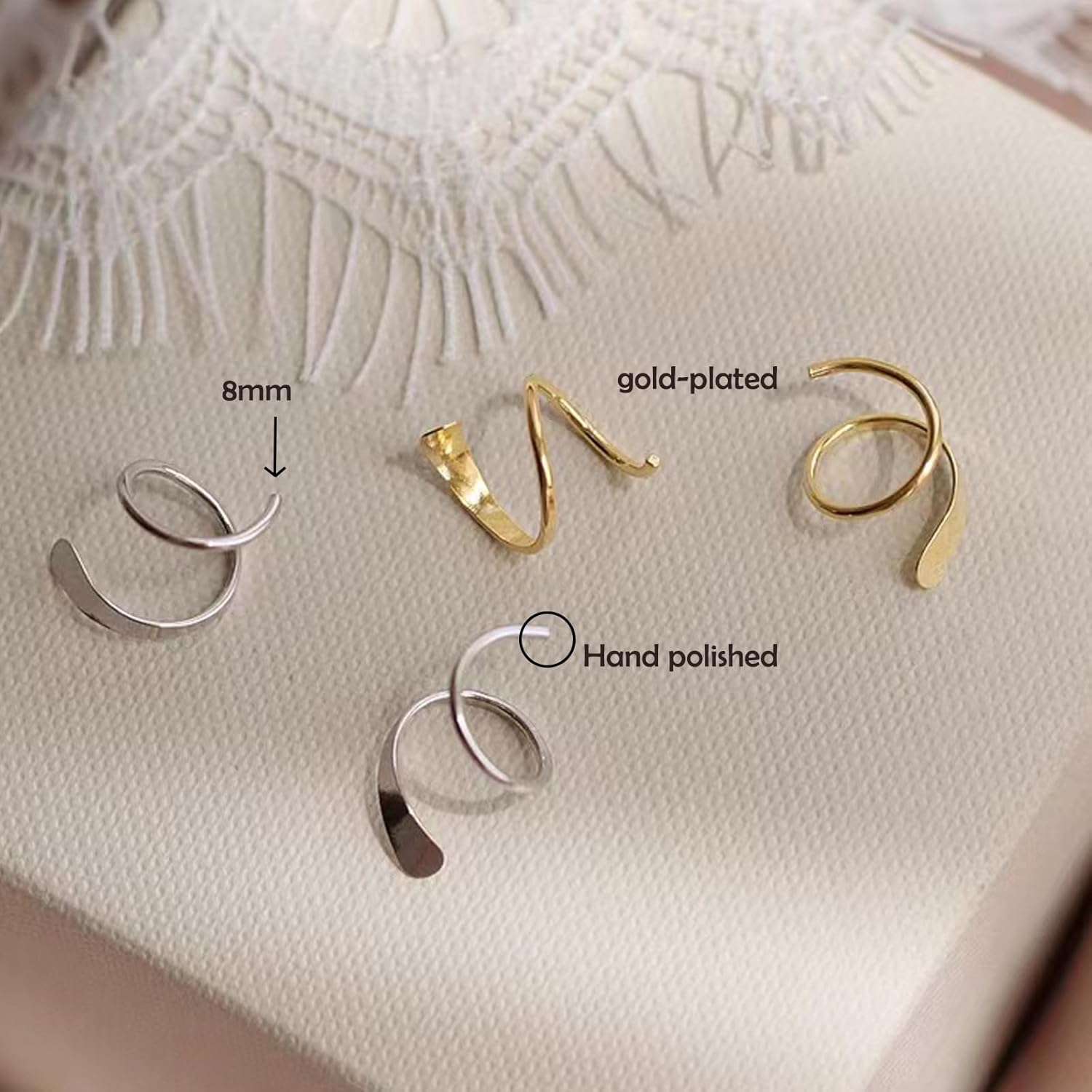 Spiral Hoop Twist Double Earrings,Sterling Silver Handmade Cartilage Piercing,Double Piercing Earrings for Women Christmas Birthday Gift - Image 3