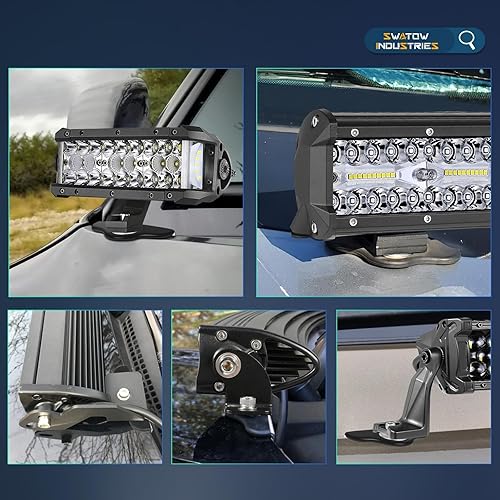 Miniatura 6 de 2 soportes de luz de zanja, soportes de barra de luz de montaje en capó, capó universal de pilar LED, soportes de barra de luz de conducción,