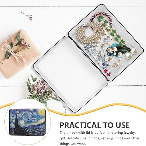 Miniatura 6 de Caja de lata de almacenamiento de estilo retro con cerradura, contenedores de hojalata vintage para aperitivos de joyería, lata de almacenamiento de