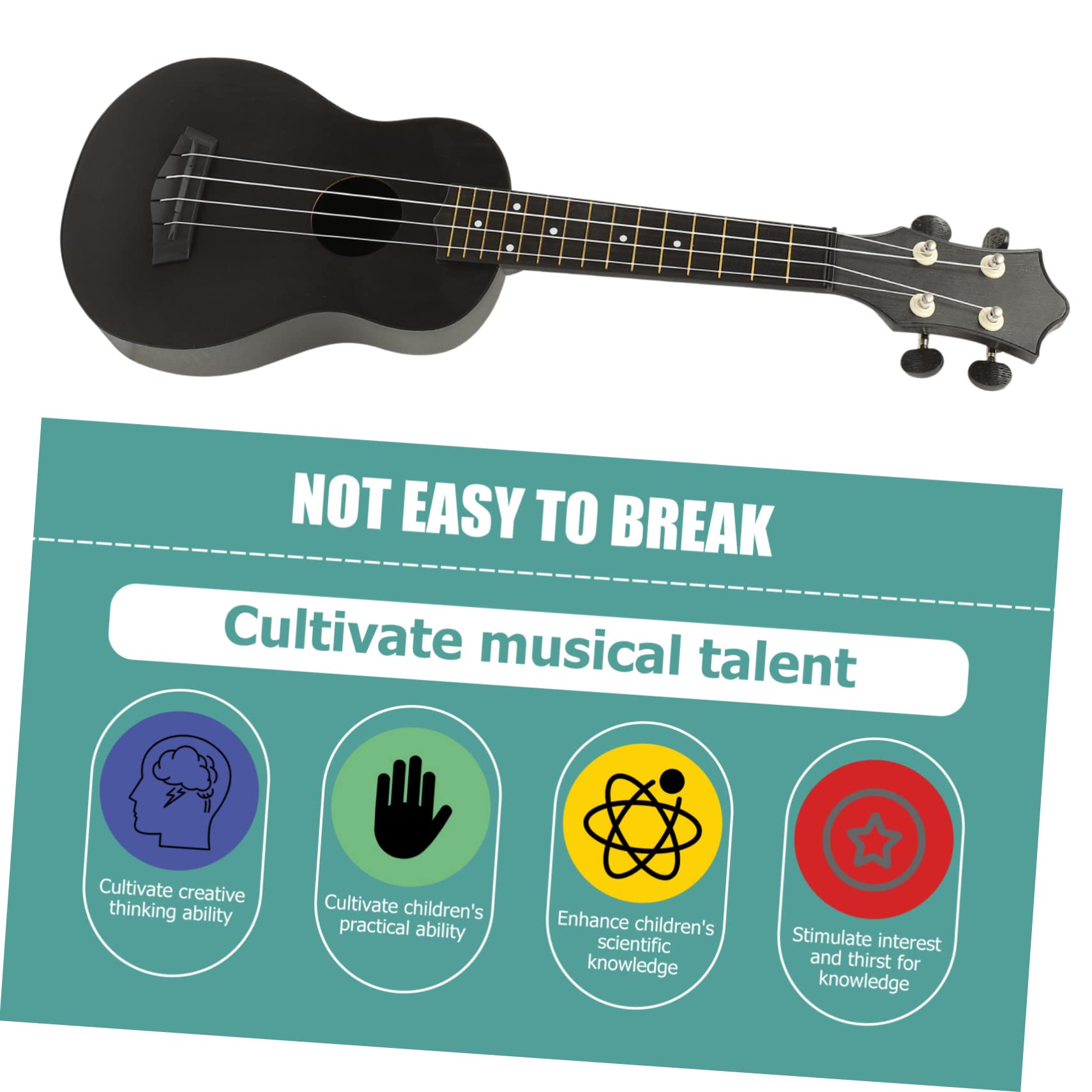 Yardwe Ukulele De Madera Para Principiantes Acústico De Instrumento Musical Cuatro Cuerdas Para Niño Niña y Adultos Guitarra Infantil Resistente y Fácil De Usar Color Negro