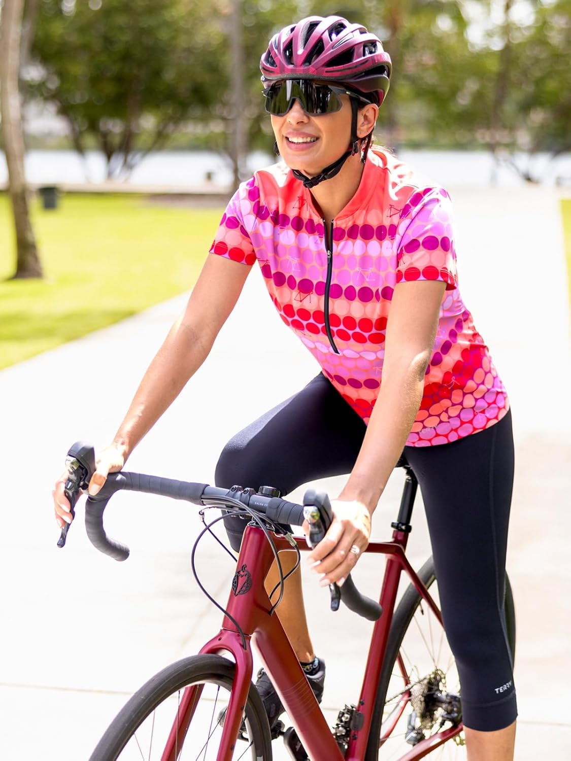 Terry Breakaway Mesh Short Sleeve Cycling Jersey Women UPF 40+ Sun Shirt 10 Inch Front Zip Relaxed Fit Reg. & Plus Sizes