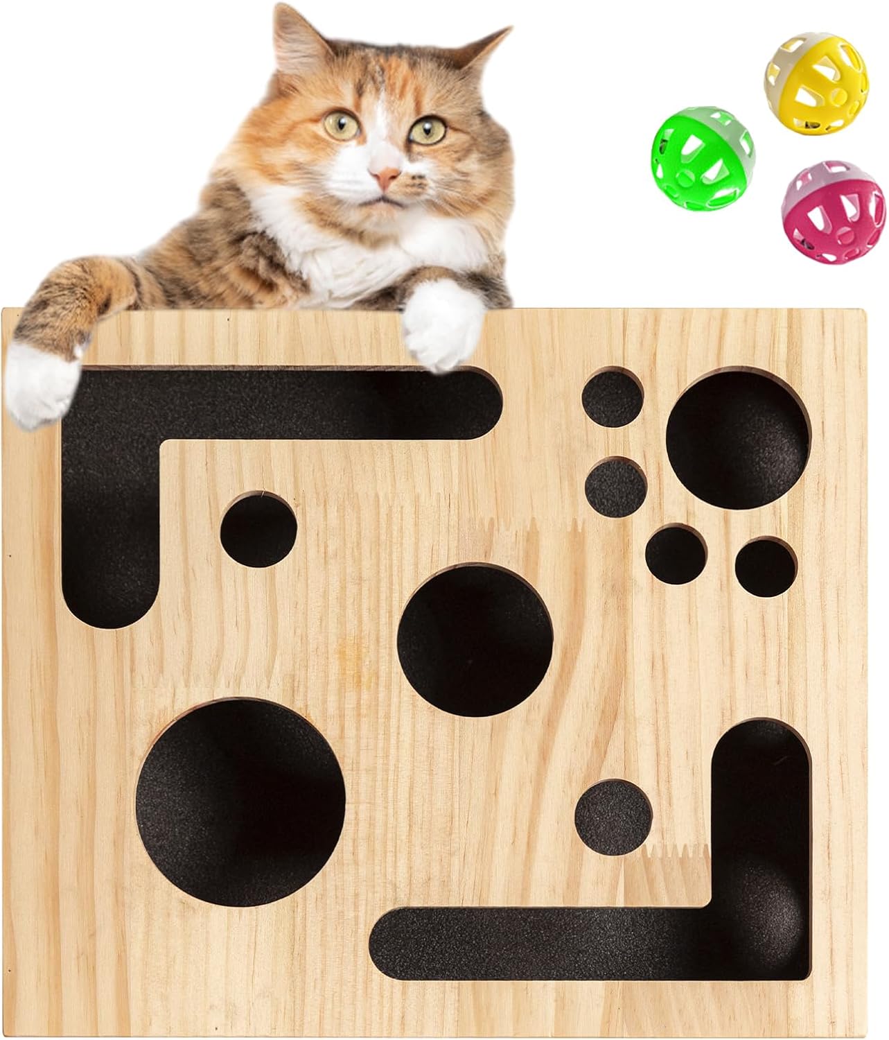 Cat Nail File Enrichment Box & Scratch Puzzle Maze – Stress-Free Nail Filing Alternative to Clippers & Grinders, Indoor Cat Scratcher, Treat Maze, Sandpaper Claw File, Interactive Puzzle Box