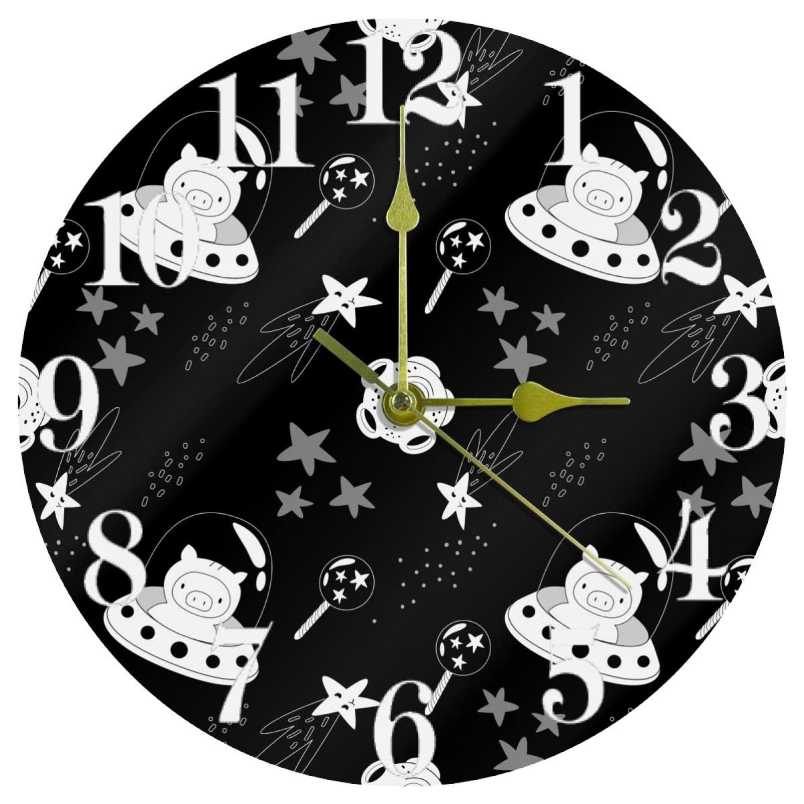 Horloge murale noire ronde 25,4 cm silencieuse à pile pour école