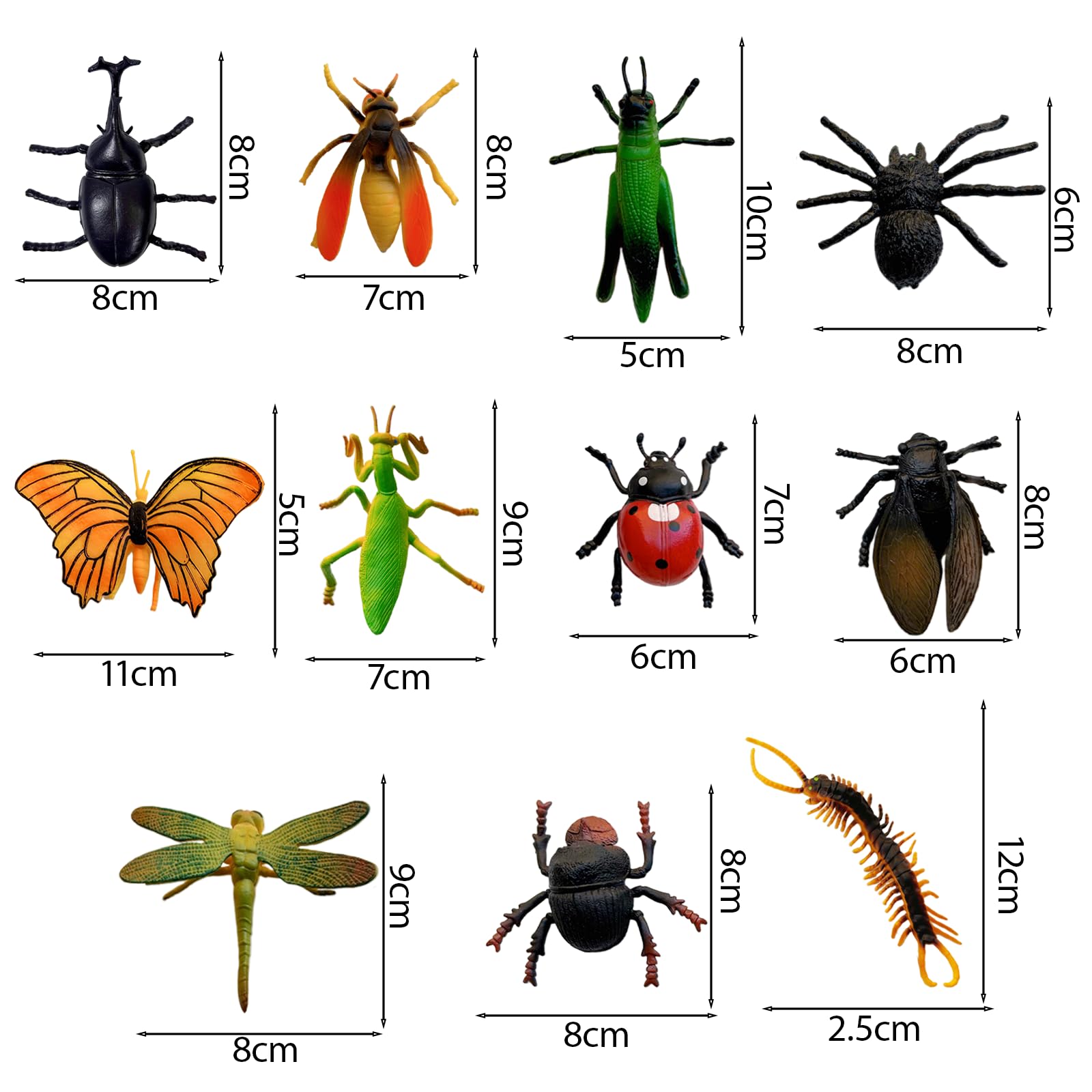 12 PCS Mini Beasts for Kids Small Insect Butterfly, Dragonfly, Bee, Ladybird, Spider - Image 2
