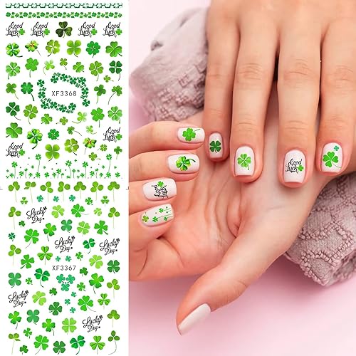 Miniatura 3 de 10 hojas de calcomanías para el día de San Patricio calcomanías autoadhesivas 3D de trébol para decoración de uñas del día de San Patricio de las