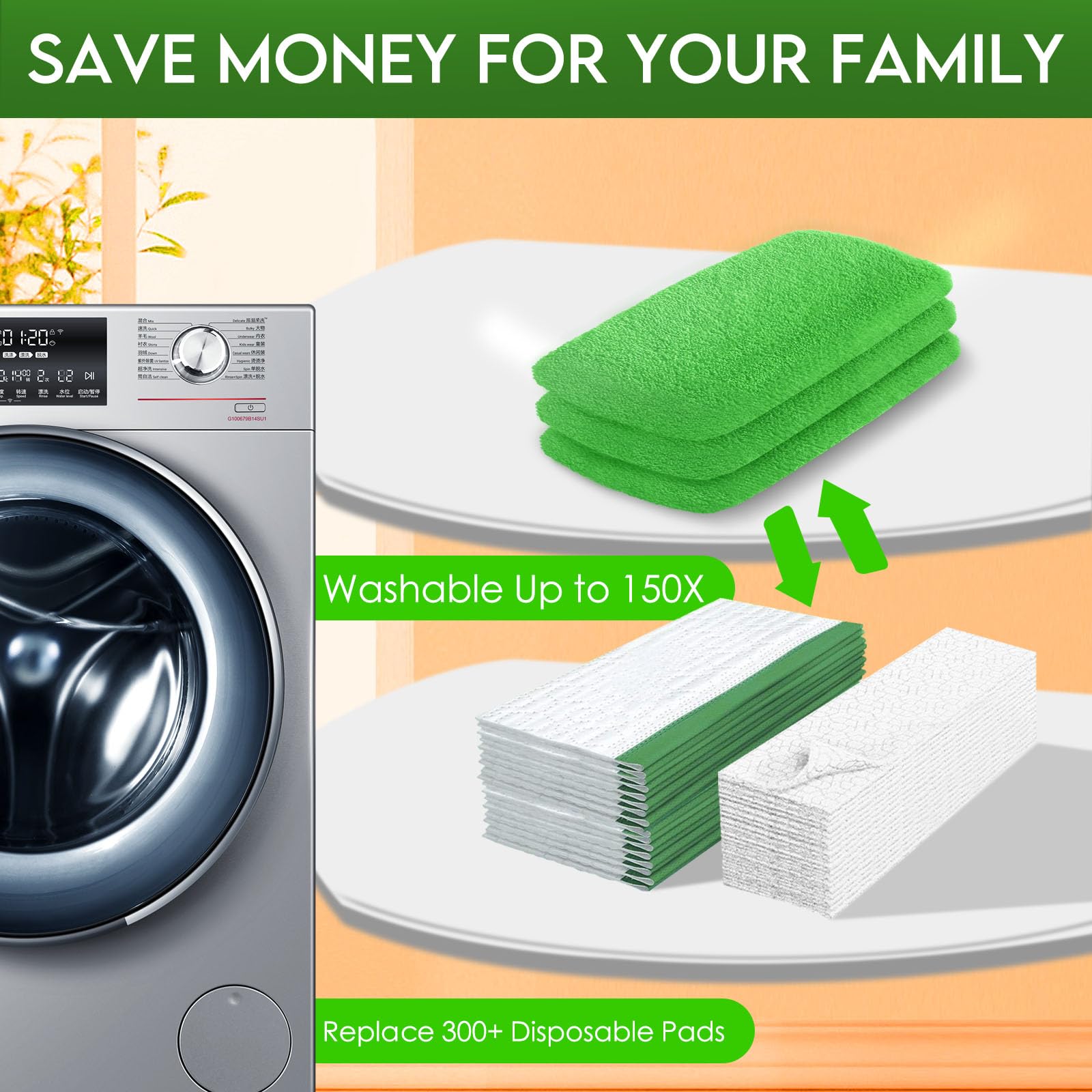 Almohadillas reutilizables compatibles con trapeadores Swiffer Sweeper – Paños de barrido secos y paños húmedos para limpieza del hogar – Almohadillas húmedas de microfibra lavables para