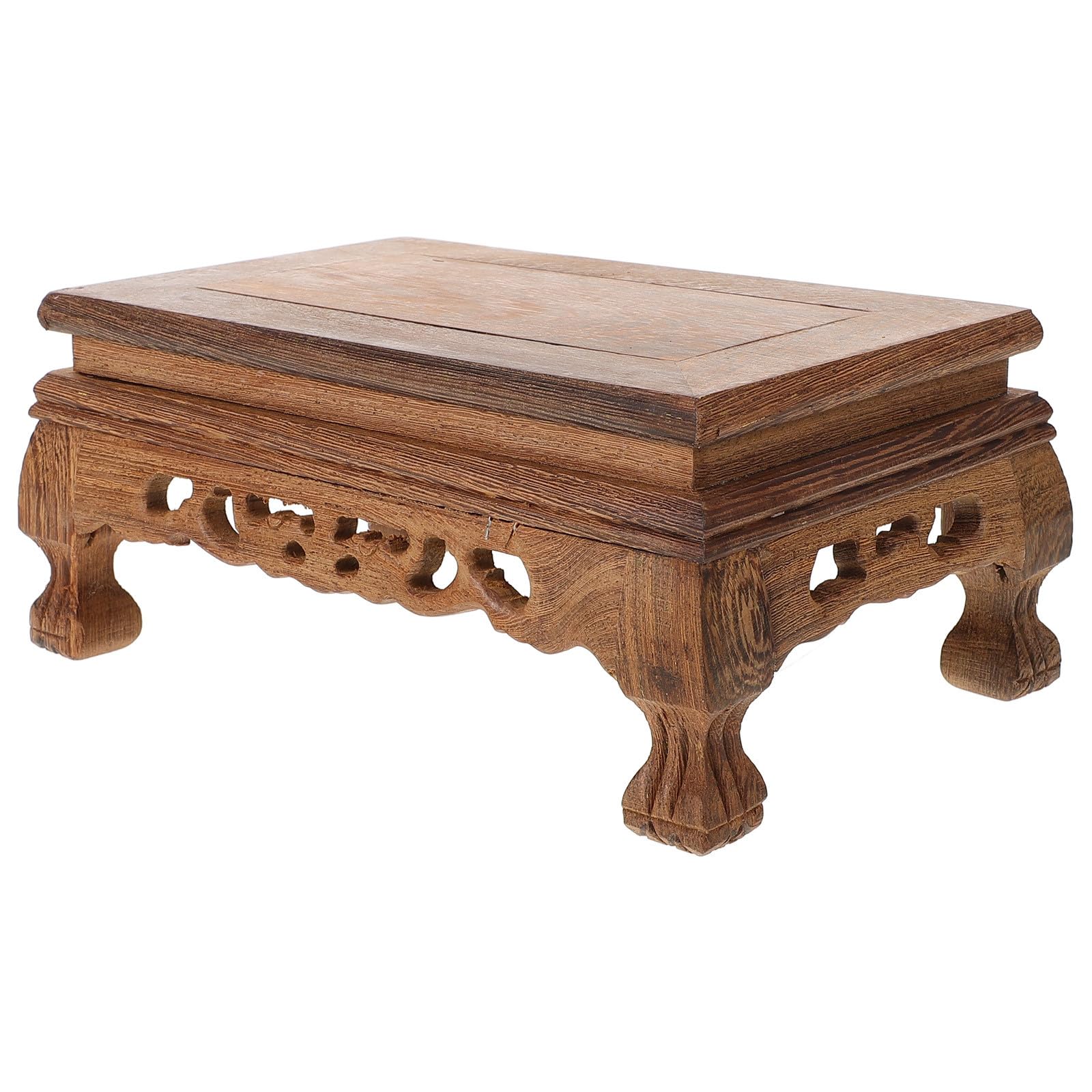 Base de Exhibición de Figuras de Madera, Soporte Rectangular Tallado
