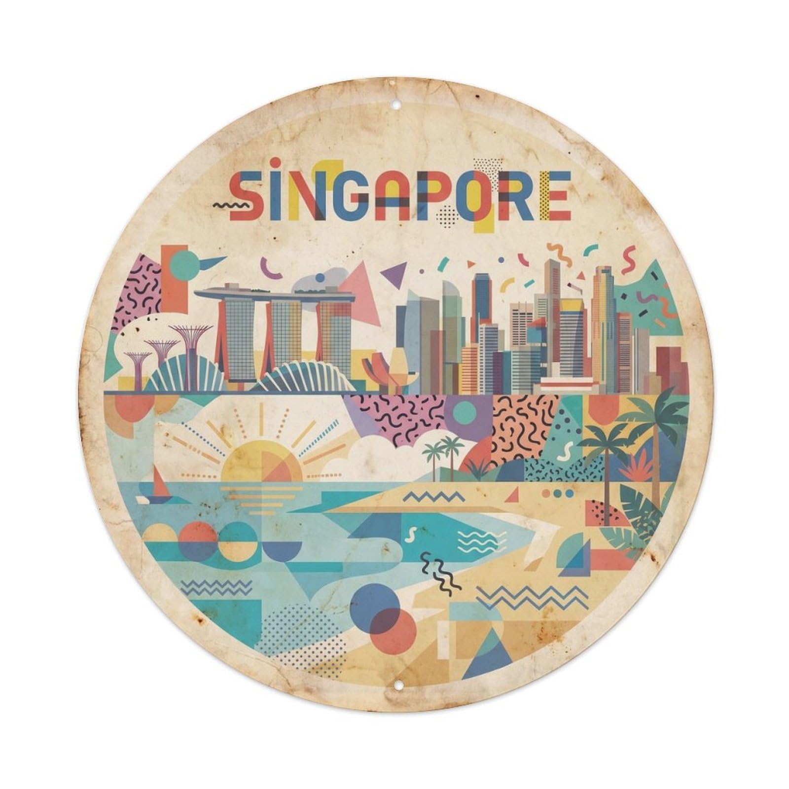 Singapore Ocean Coast Constructivist Travel Metal Tin Sign