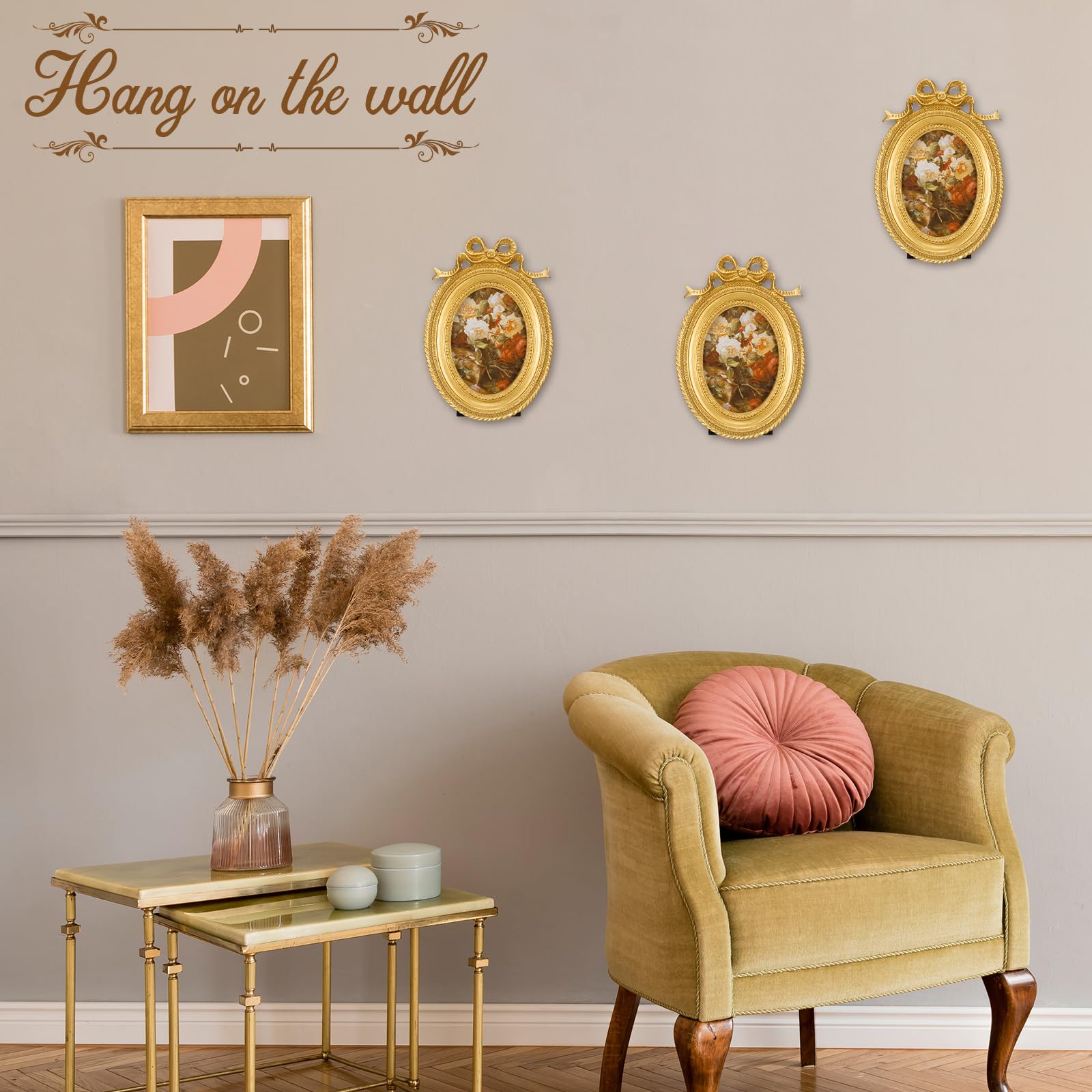 Vicenpal Kleine Bilderrahmen im Vintage-Stil, oval, goldfarben, Vintage-Stil, Barock, kunstvolles antikes Harz, oval, Tischdisplay für Zuhause, Hochzeit, 20 Stück