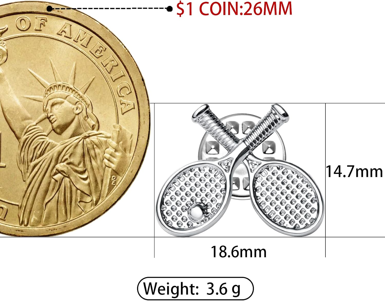 HAWSON Novelty Enamel Pins for Clothing Backpack Decoration Gift, Funny Laple Pin for Teen Boy and Girl, Metal Brooch Suit Stud (Tennis racket)