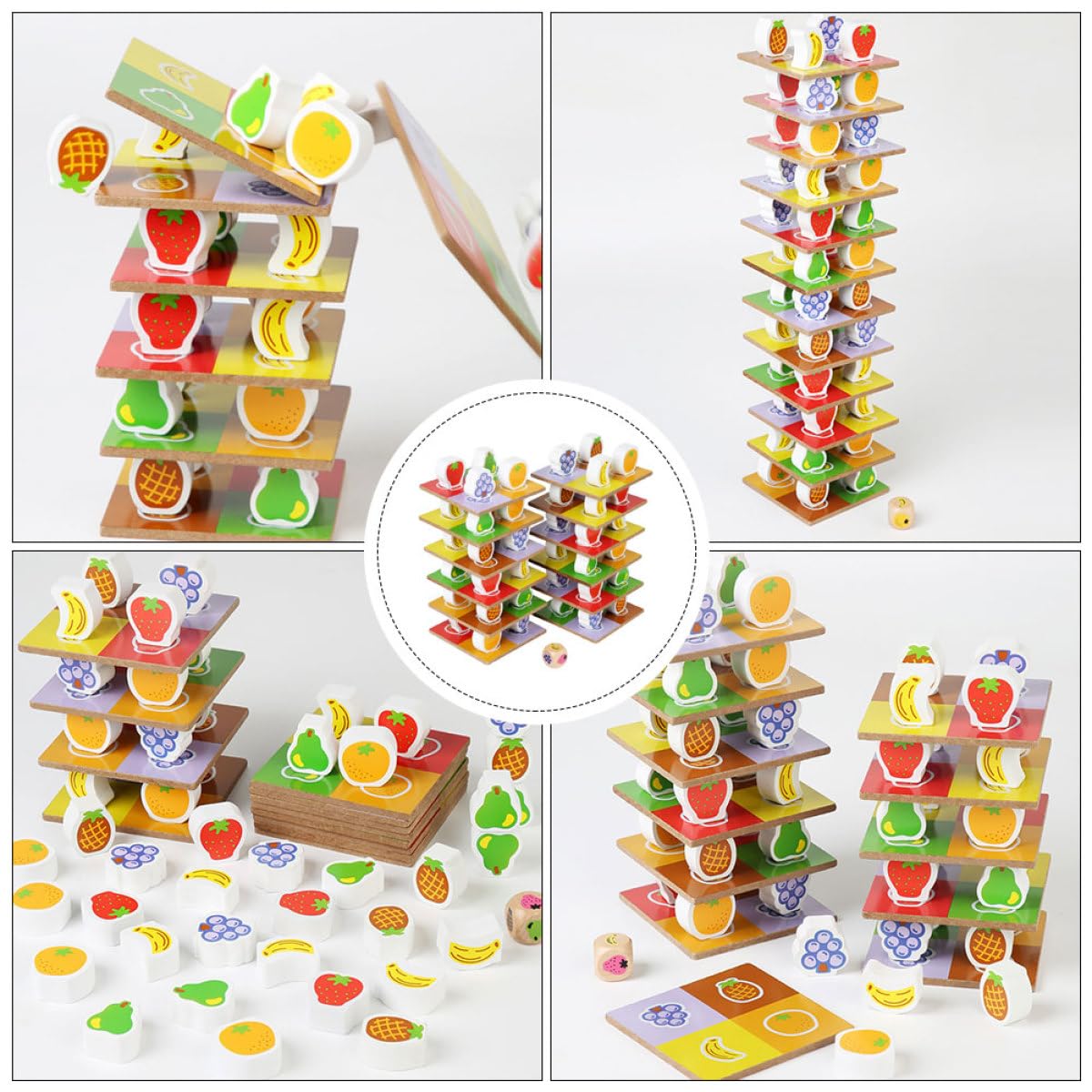 Abaodam Juguete Cognitivo de Bloques Apilables de Madera, 1 Set