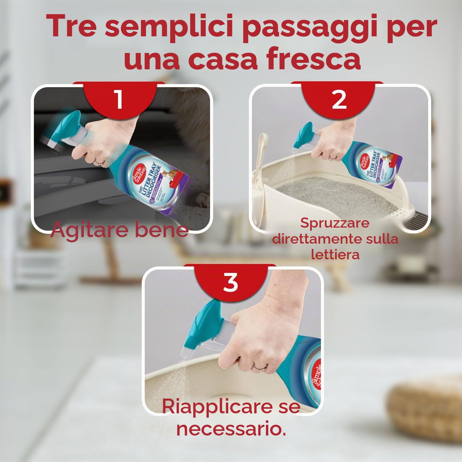 Simple Solution Eliminatore di odori per lettiere per Gatti con Pulizia enzimatica, 500 ml