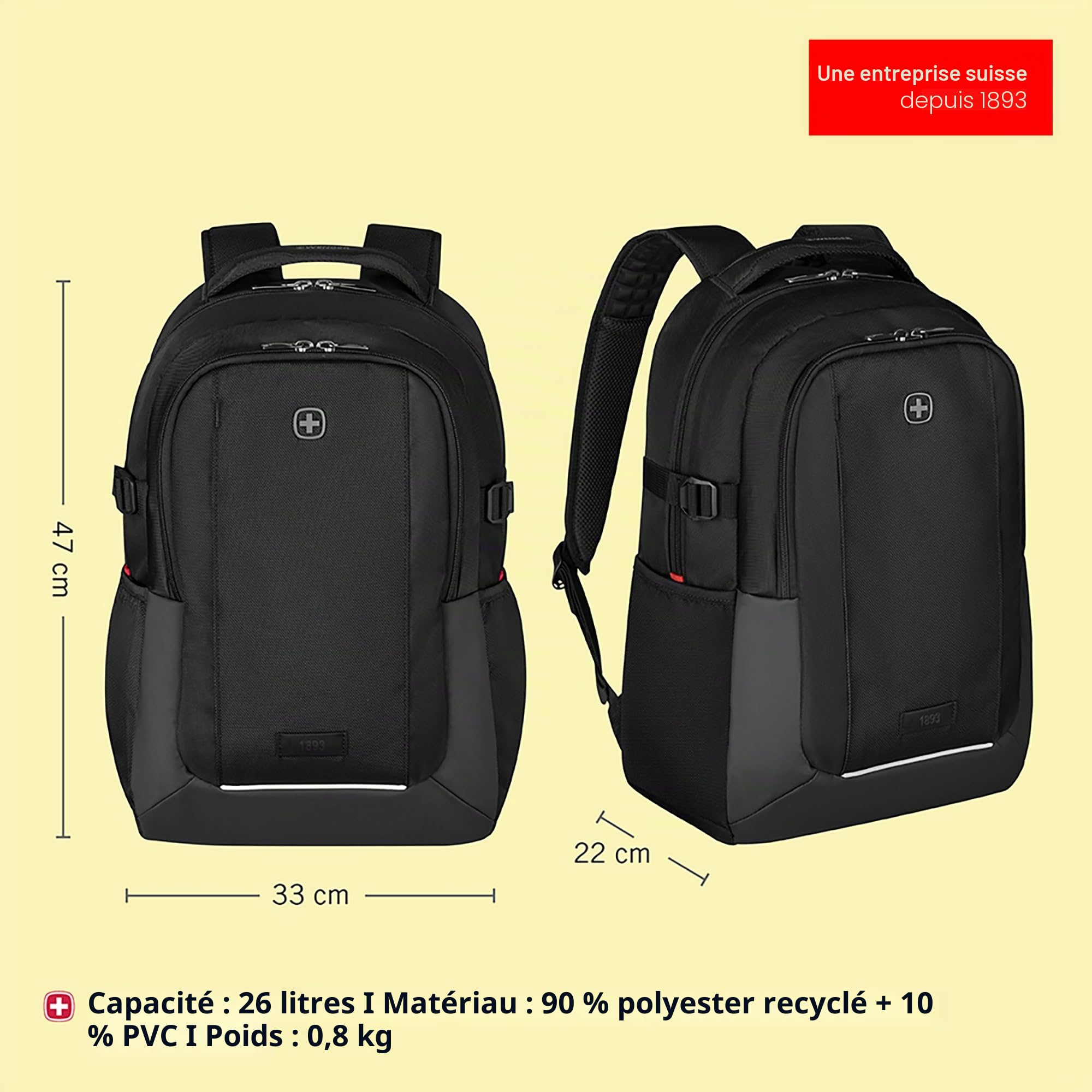 Wenger, XE Ryde, 16" Laptop Backpack with Tablet Pocket, Black