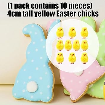 10Pcs 4CM Yellow Easter Chick Ornament Plush Polyester Chick for Art Craft Easter Basket Fillers and Holiday Decoration Tiny Chicken Embellishments