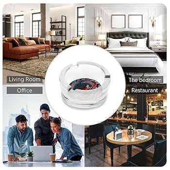 Amazon.co.jp: 灰皿 葛飾北斎 岩松院「八方睨み鳳凰図」 ガラス