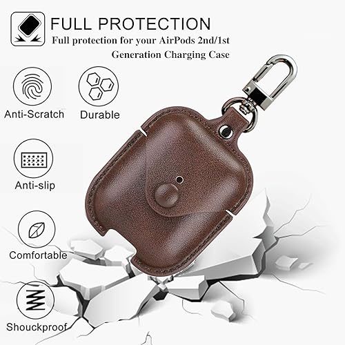 Miniatura 5 de Funda de cuero para AirPods de 12 generación, funda premium a prueba de golpes con correa para el cuello  Bonitos accesorios de viaje para mujeres,