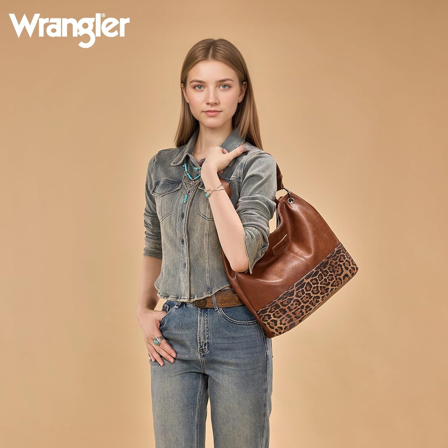 Wrangler Hobo Bags for Women Vegan Leather Top Handle Shoulder Purses and Handbags - Image 3